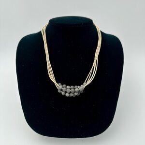 Elegant Multi-Strand Necklace with Dark Gray Beads